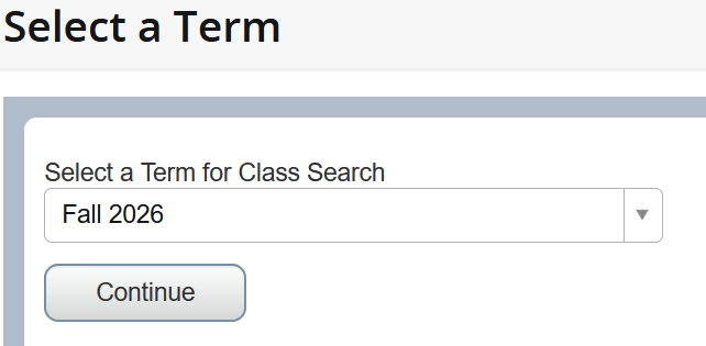 bcs-1.png Graphic showing where to select a term for Class Search