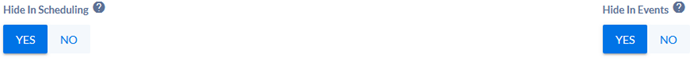 Shows location of options to Hide in Scheduling or in Events.