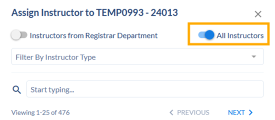 Shows location of instructor list.