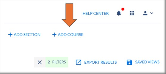 Image showing location of Add Course.