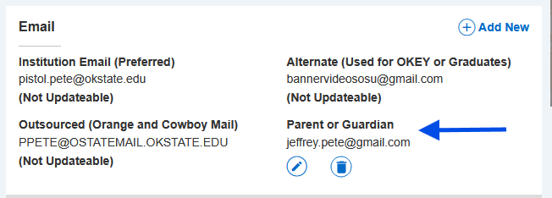 Graphic showing where updated email address will show up