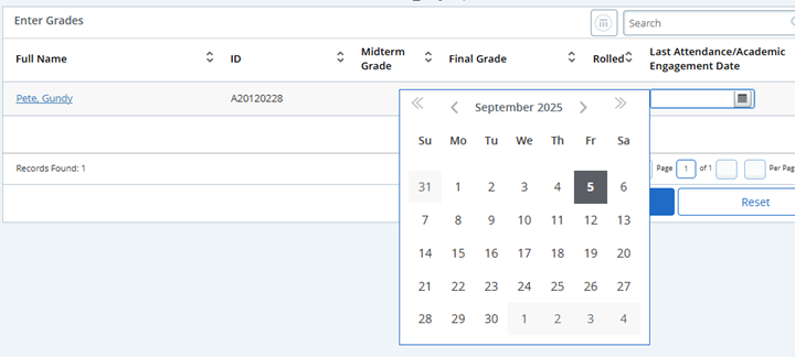 Image showing visual for entering date of last attendance/academic engagement.