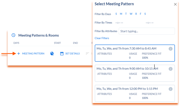 Shows where to add meeting