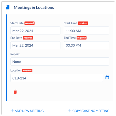 Shows non-reoccurring events section.