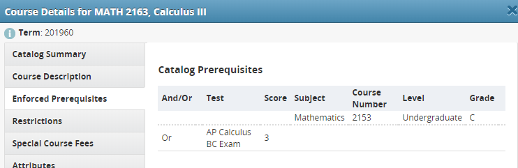 Course Descriptions and Prerequisites