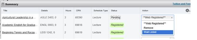 Graphic showing how to select the Wait List option.