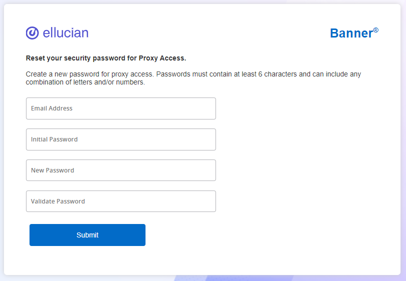 Proxy access password screen